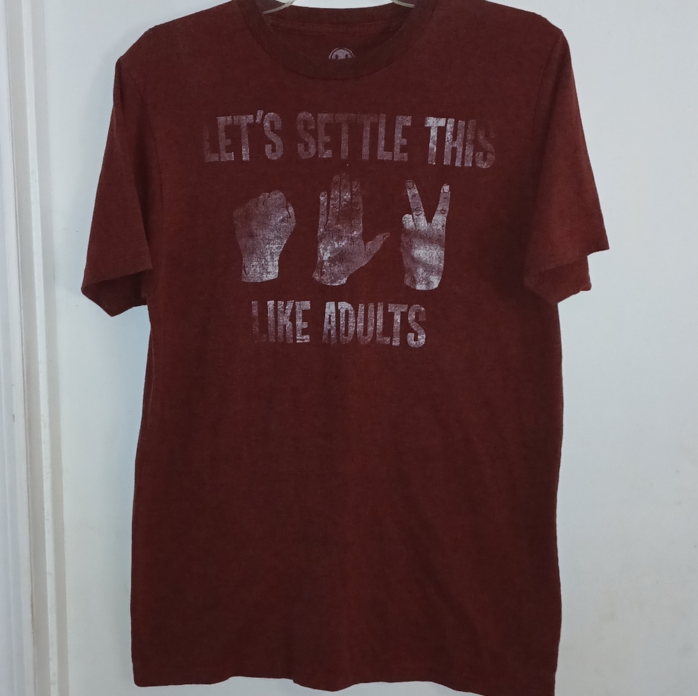 Rock, Paper, Scissors Red Graphic T-Shirt by Hybrid, Size Medium